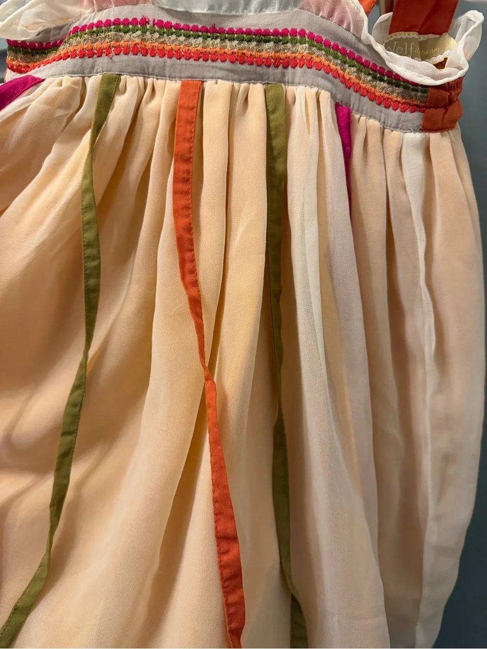 Well Dressed Wolf Peach and Orange Ribbon Sundress